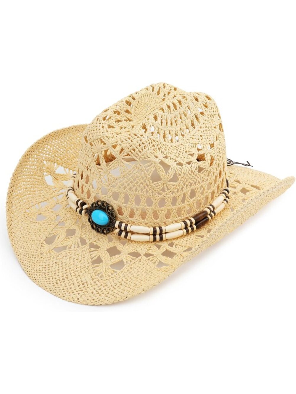 Men's Beige-m Straw Adjustable Wide Brim Sun Beach Western Cowgirl Cowboy Hat